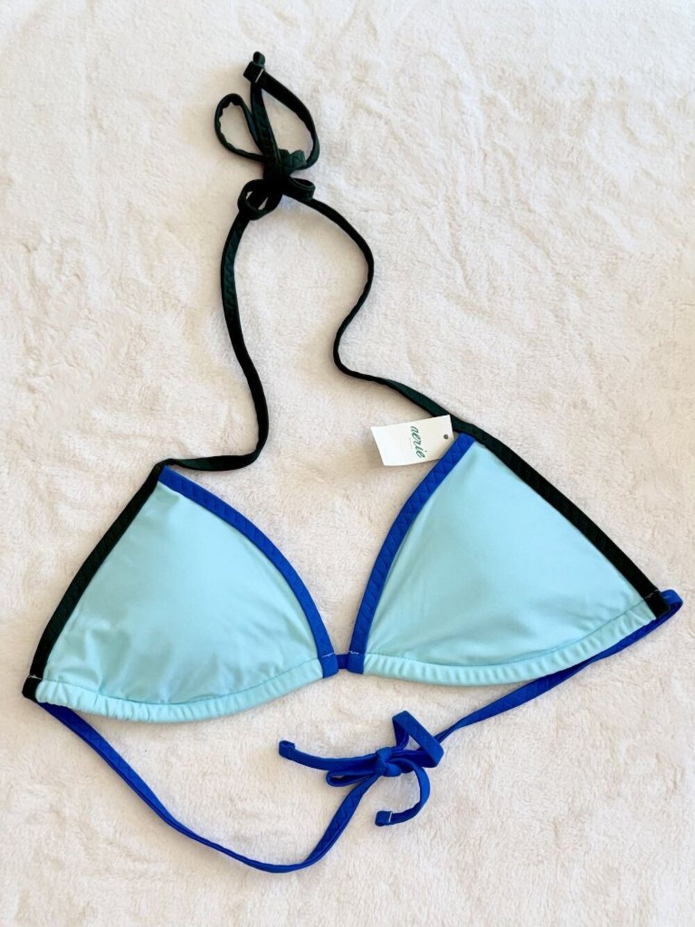 NWT Aerie Blue/Green String Triangle Bikini Top - Size: Medium